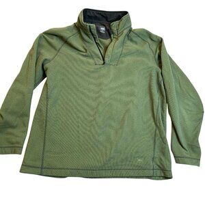 REI Men's Sweatshirt XL Fleece Green Quarter-Zip Pullover 100% Polyester